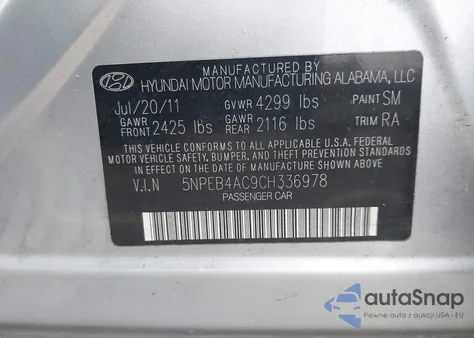 2012 Hyundai Sonata Gls from USA, damaged, VIN 5NPEB4AC9CH336978